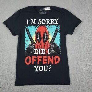 Marvel Deadpool Im Sorry Did I Offend You Black Short Sleeve T-Shirt Size Small